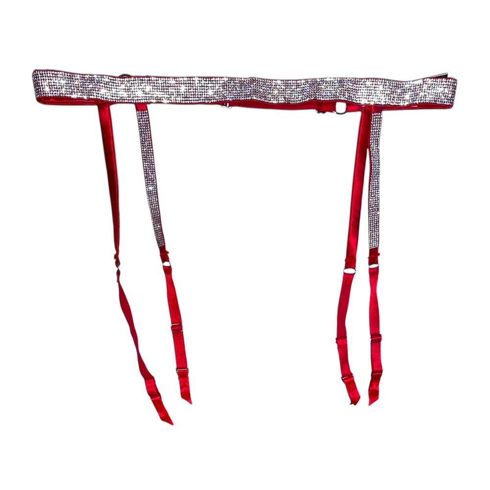 Victoria's Secret Shine Strap Garter Belt Lipstick Red Size M/L
